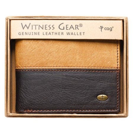 Two-Tone Brown with Cross Stud Leather Wallet