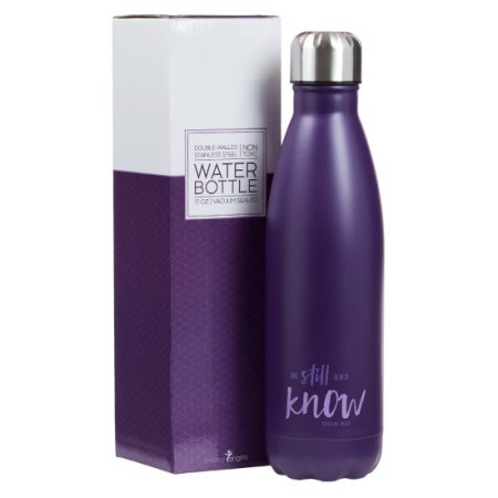 Be Still in Purple - Psalm 46:10 Stainless Steel Water Bottle