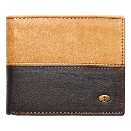 Two-Tone Brown with Cross Stud Leather Wallet