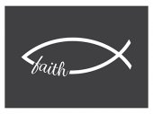 Auto Vinyl Decal - Fish Faith - white - 6 In x 2.25 In