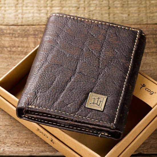 Three Crosses in Brown Leather Wallet