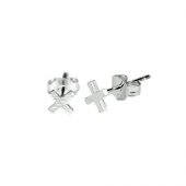 Matt Silver - Cross - Stud Earring