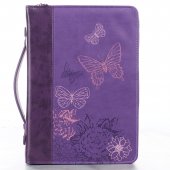 Butterflies in two tone purple 2 Corinthians 5:17 Bible Cover - Medium