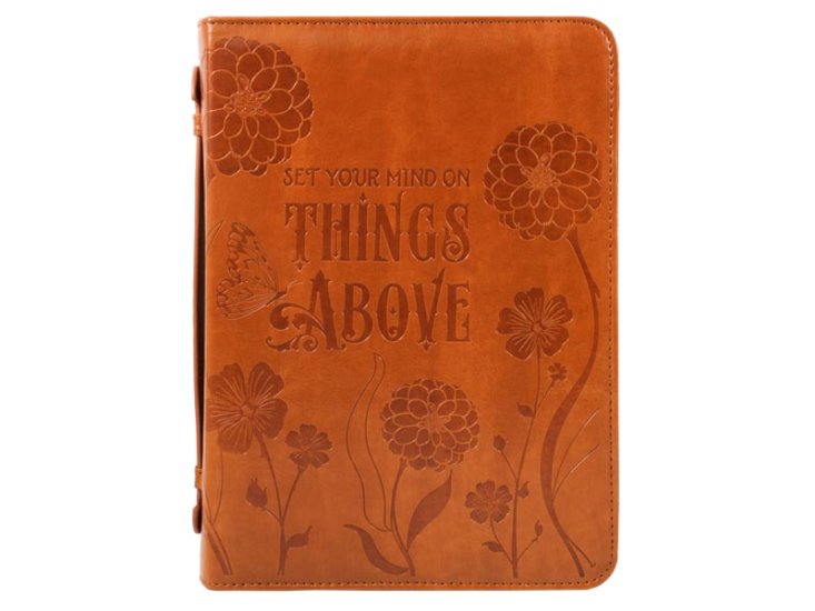 Bible Cover - Imitation Leather - Things Above - Light Brown - Large