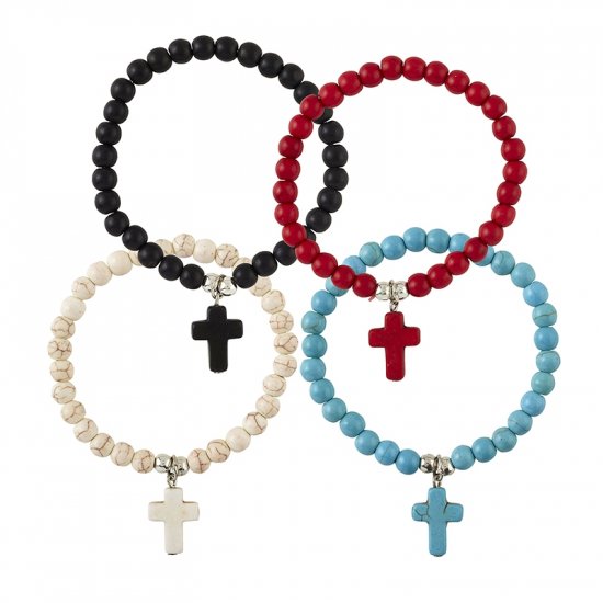 Cross Stone Bracelet - Red