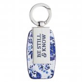 Be Still & Know - Blue Floral Metal Keyring in Gift Tin - Psalm 46:10