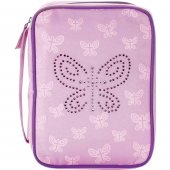 Bible Cover - Bedazzedl Butterfly - Medium, Pink Canvas