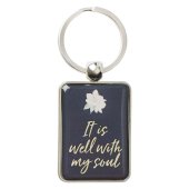 It Is Well - Metal Keyring in Navy