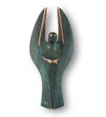 Bronzeengel grønpatineret - 7,5 cm