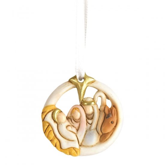 Holy Family in Circle with Star and Donkey - ornament