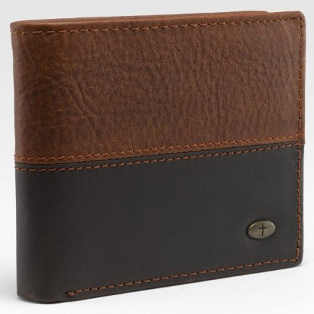 Two-Tone Brown with Cross Stud Leather Wallet