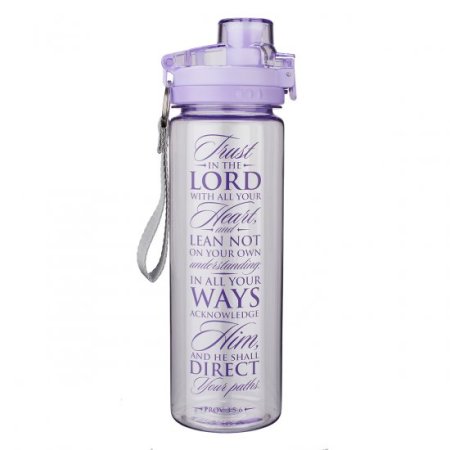 Trust in the Lord in purple - Proverbs 3:5-6 Plastic Water Bottle