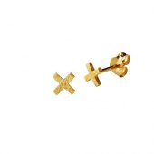 Matt Gold Plated - Cross - Stud Earring