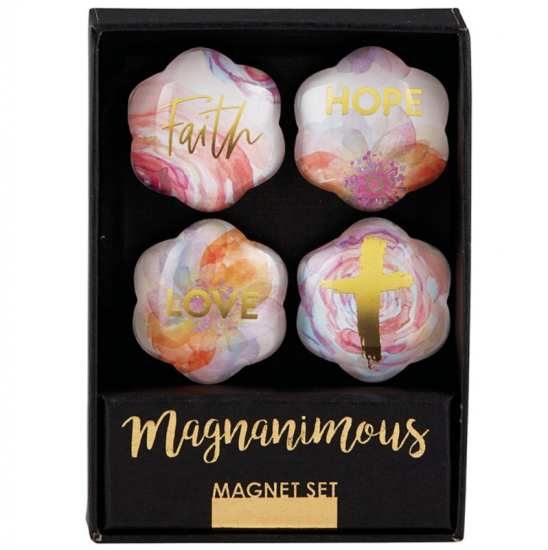 Magnanimous - faith, hope, love - inspirational flower magnet gift sets