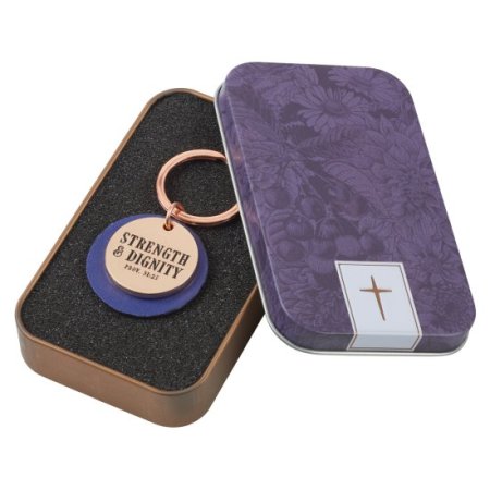 Strength and Dignity - Proverbs 31:25 Keyring in Tin