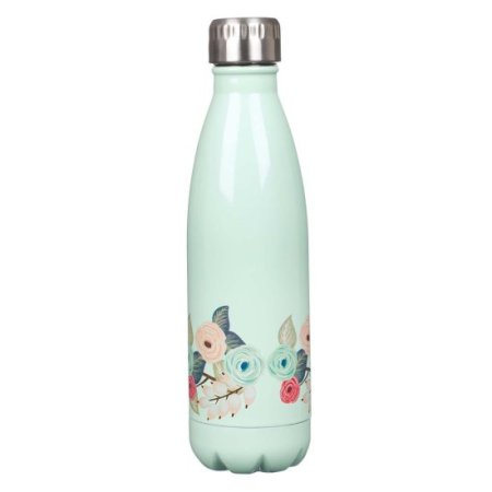 Strength & Dignity Mint Floral Stainless Steel Water Bottle - Proverbs 31:25