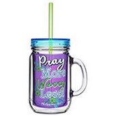 Acrylic Mason Jar w/ Straw - Pray More