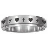 Spinner Ring Hearts 'n' Crosses Size 7