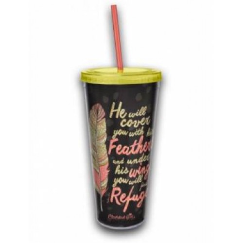 Acrylic Tumbler w/ Straw - Cherished Feather