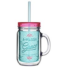 Acrylic Mason Jar w/ Straw - Grace Mason