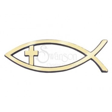 Auto Emblem: Fish Cross Gold