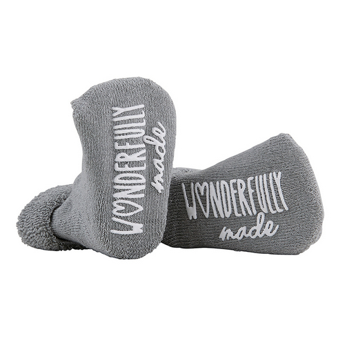 Baby Socks - Wonderfully Made - Grey