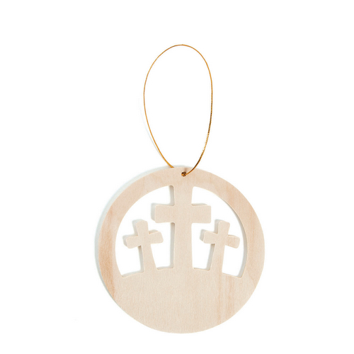 DIY unfinished wood ornament - 3 Crosses on Hill (3 pcs)