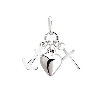 Silver Pendant - Faith Hope Love - Medium