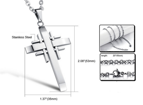 Stainless Steel Cross Pendant Necklace (silver)