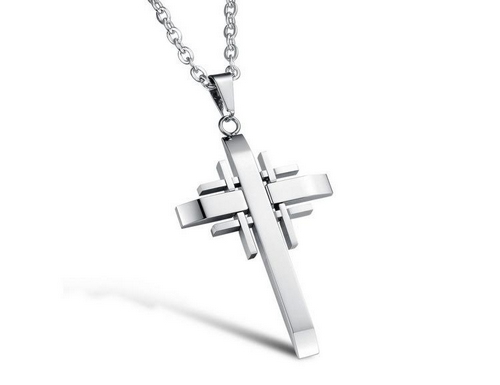 Stainless Steel Cross Pendant Necklace (silver)