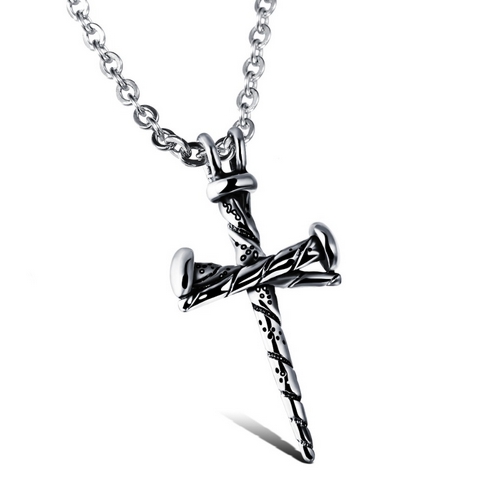 Stainless Steel Nail Cross Pendant Necklace