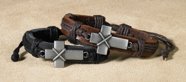 Bold Leather Cross Bracelet