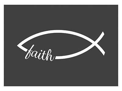 Auto Vinyl Decal - Fish Faith - white - 6 In x 2.25 In