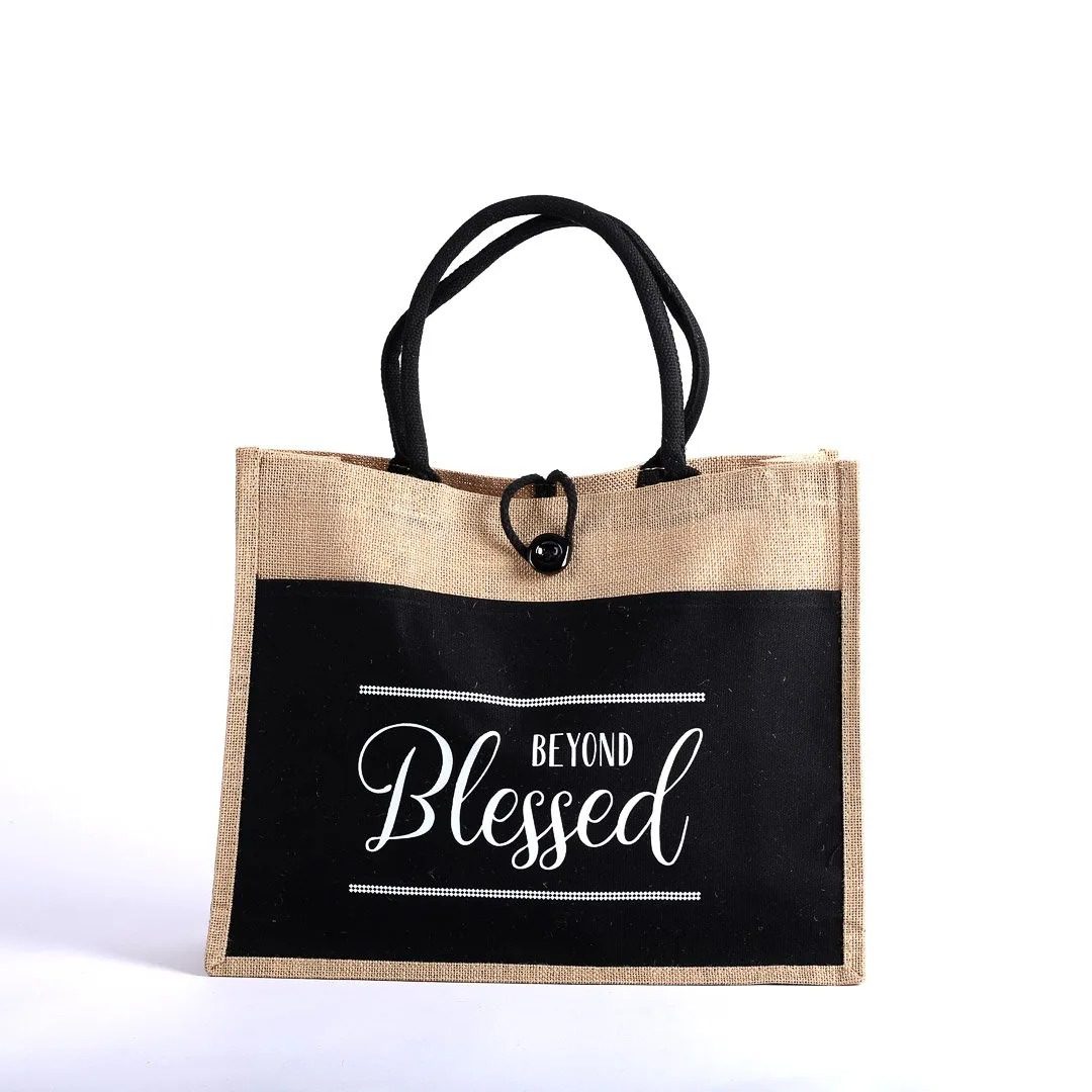 Jute Tote Bag – Blessed