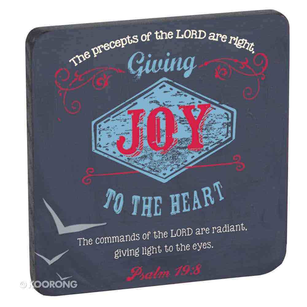 Wooden Magnet With Hanging Tag: Joy Navy (Retro Blessings 'Joy' Series)