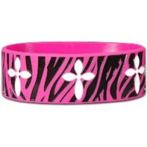 Wide Silicone Wristband: Pink Zebra