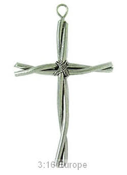 Twisted wire cross - pewter