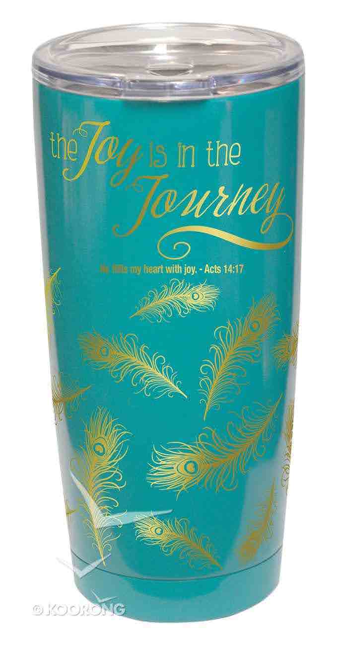 Gold Accent Steel Tumbler: The Joy is in the Journey, Teal/Gold