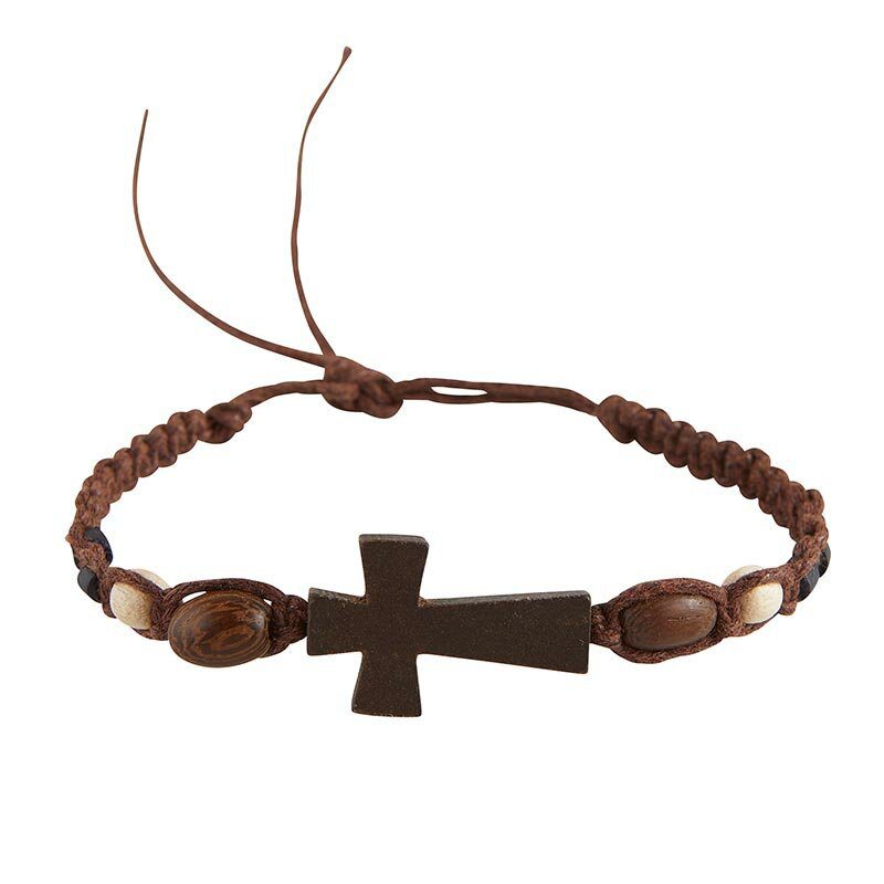 Armbånd med trækors - brun