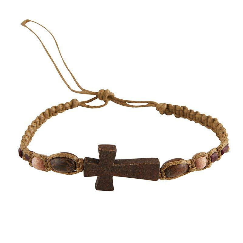 Armbånd med trækors - olivengrøn