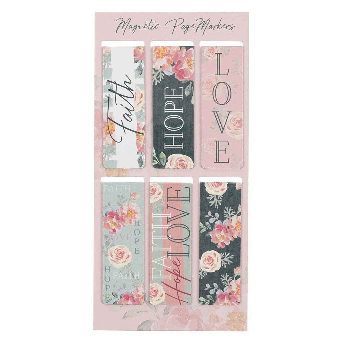 Vintage Faith Hope and Love - 1 Corinthians 13:13 - Magnetisk bogmærke-sæt