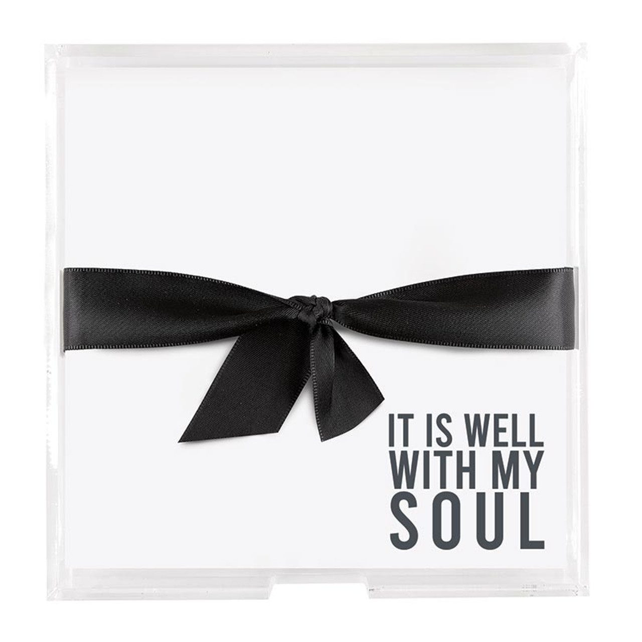 Kvadratisk notesarkholder i akryl - It is well with my soul