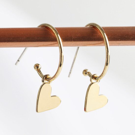 Falling Heart on Earring Hoop (forgyldt)