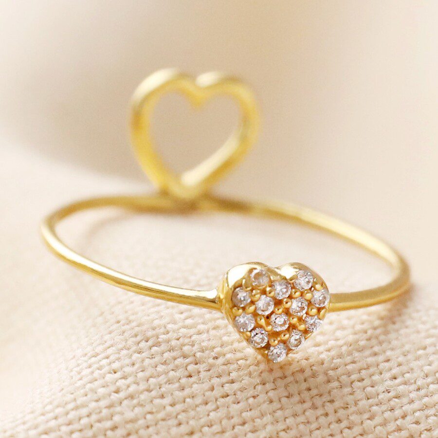 Hidden Heart Ring - M/L (Forgyldt sterling sølv)