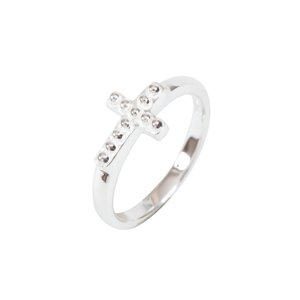 Ring med kors og kugledesign - sterlingsølv - str. 17