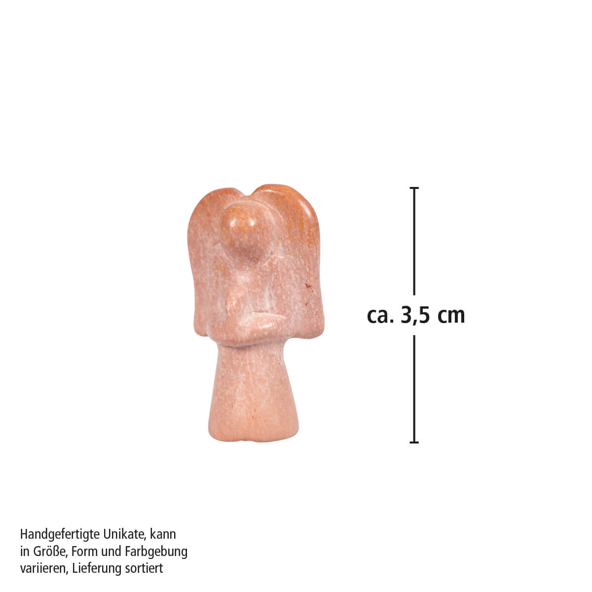 Bedende engel i fedtsten - mini, ca 3,5 cm - rosa